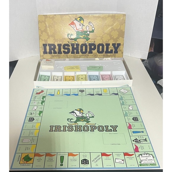 IRISH-OPOLY Notre Dame Fighting‎ Irish Board Game Missing Pieces For Parts Only - Picture 1 of 3